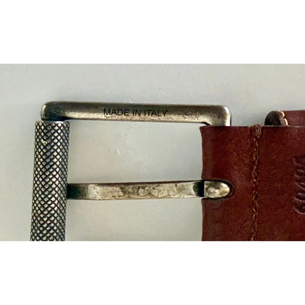 Martin‎ Dingman Old Money Sz 35 Preppy Woven Canvas & Italian Leather Belt Blue